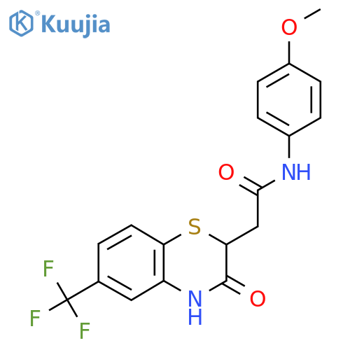 N-(4-methoxyphenyl)-2-[3-oxo-6-(trifluoromethyl)-3,4-dihydro-2H-1,4-benzothiazin-2-yl]acetamide structure