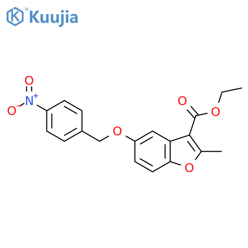 ethyl 2-methyl-5-(4-nitrophenyl)methoxy-1-benzofuran-3-carboxylate structure