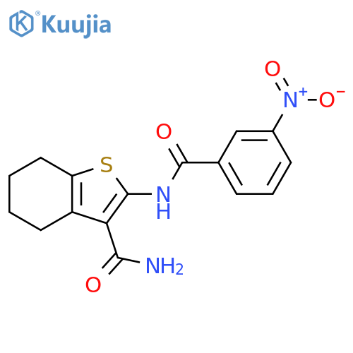2-(3-nitrobenzamido)-4,5,6,7-tetrahydro-1-benzothiophene-3-carboxamide structure