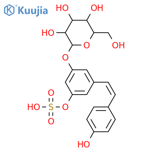 1-(3,5-Dihydroxyphenyl)-2-(4-hydroxyphenyl)ethylene; (E)-form, 5-O-Sulfate, 3-O-β-D-glucopyranoside structure
