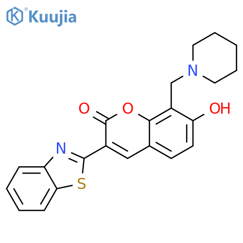 3-(1,3-benzothiazol-2-yl)-7-hydroxy-8-[(piperidin-1-yl)methyl]-2H-chromen-2-one structure