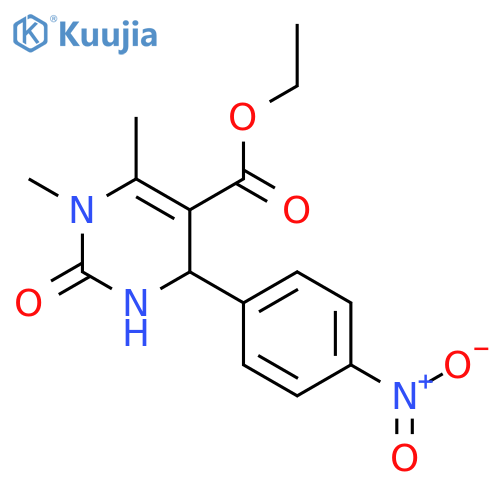 5-Pyrimidinecarboxylic acid,1,2,3,4-tetrahydro-1,6-dimethyl-4-(4-nitrophenyl)-2-oxo-, ethyl ester structure