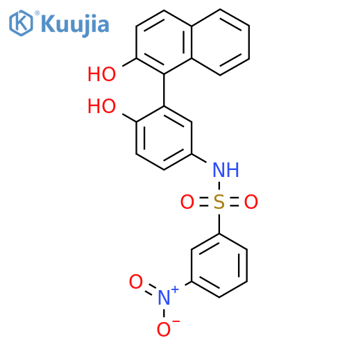 N-4-hydroxy-3-(2-hydroxynaphthalen-1-yl)phenyl-3-nitrobenzene-1-sulfonamide structure