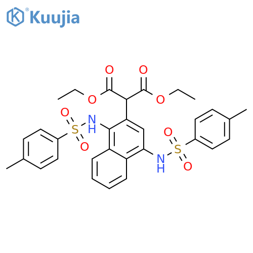 1,3-diethyl 2-1,4-bis(4-methylbenzenesulfonamido)naphthalen-2-ylpropanedioate structure