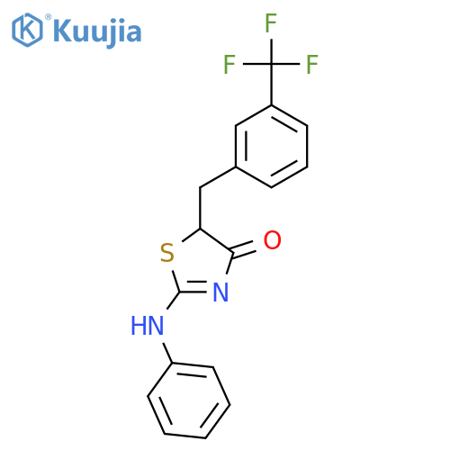 (2E)-2-(phenylimino)-5-{3-(trifluoromethyl)phenylmethyl}-1,3-thiazolidin-4-one structure
