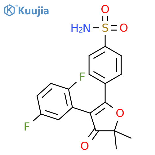 4-(3-(2,5-Difluorophenyl)-5,5-dimethyl-4-oxo-4,5-dihydrofuran-2-yl)benzenesulfonamide structure