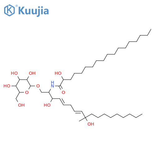 2-Amino-9-methyl-4,7-octadecadiene-1,3,9-triol; (2S,3R,4E,7E,9ξ)-form, N-(2R-Hydroxyoctadecanoyl), 1-O-β-D-glucopyranoside structure