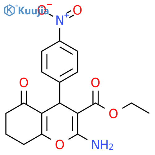 ethyl 2-amino-4-(4-nitrophenyl)-5-oxo-5,6,7,8-tetrahydro-4H-chromene-3-carboxylate structure