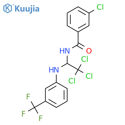 3-chloro-N-(2,2,2-trichloro-1-{[3-(trifluoromethyl)phenyl]amino}ethyl)benzamide structure