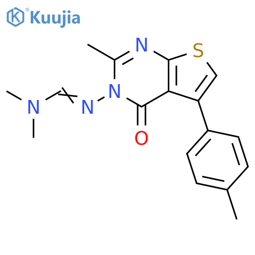 (E)-N,N-dimethyl-N'-2-methyl-5-(4-methylphenyl)-4-oxo-3H,4H-thieno2,3-dpyrimidin-3-ylmethanimidamide structure