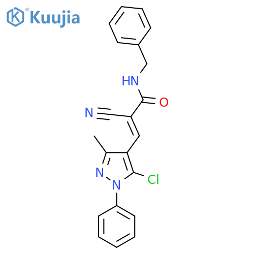 N-benzyl-3-(5-chloro-3-methyl-1-phenyl-1H-pyrazol-4-yl)-2-cyanoprop-2-enamide structure
