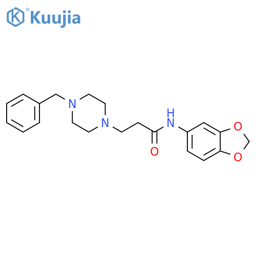 N-(2H-1,3-benzodioxol-5-yl)-3-(4-benzylpiperazin-1-yl)propanamide structure