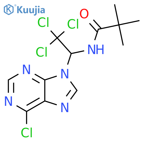 2,2-dimethyl-N-[2,2,2-trichloro-1-(6-chloropurin-9-yl)ethyl]propanamide structure