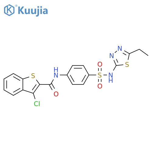 3-chloro-N-{4-(5-ethyl-1,3,4-thiadiazol-2-yl)sulfamoylphenyl}-1-benzothiophene-2-carboxamide structure