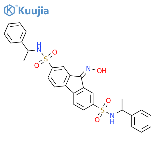9-(Hydroxyimino)-N2,N7-bis(1-phenylethyl)-9H-fluorene-2,7-disulfonamide structure
