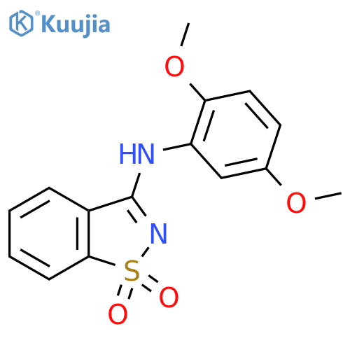 N-(2,5-dimethoxyphenyl)-1,2-benzothiazol-3-amine 1,1-dioxide structure