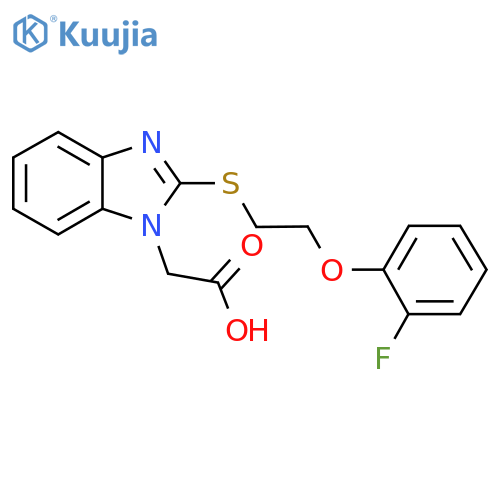 2-(2-((2-(2-fluorophenoxy)ethyl)thio)-1H-benzo[d]imidazol-1-yl)acetic acid structure