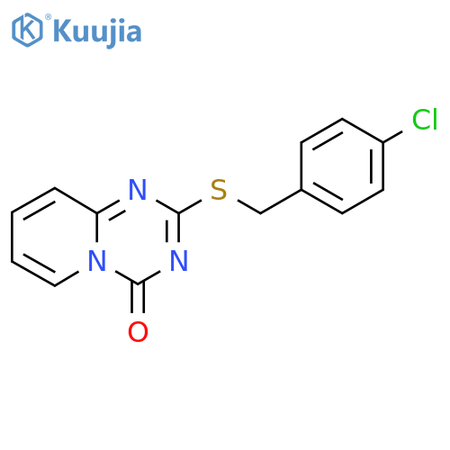 2-{[(4-chlorophenyl)methyl]sulfanyl}-4H-pyrido[1,2-a][1,3,5]triazin-4-one structure
