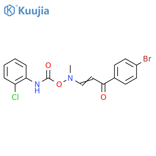 1-(4-BROMOPHENYL)-3-[([(2-CHLOROANILINO)CARBONYL]OXY)(METHYL)AMINO]-2-PROPEN-1-ONE structure