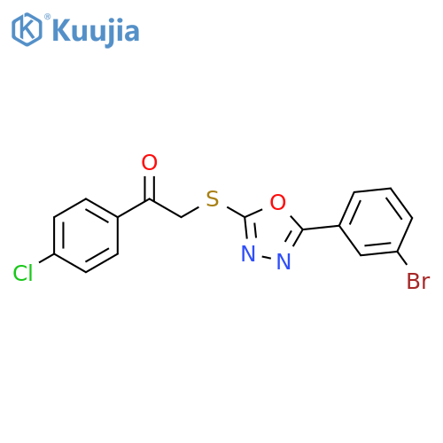 2-{5-(3-bromophenyl)-1,3,4-oxadiazol-2-ylsulfanyl}-1-(4-chlorophenyl)ethan-1-one structure