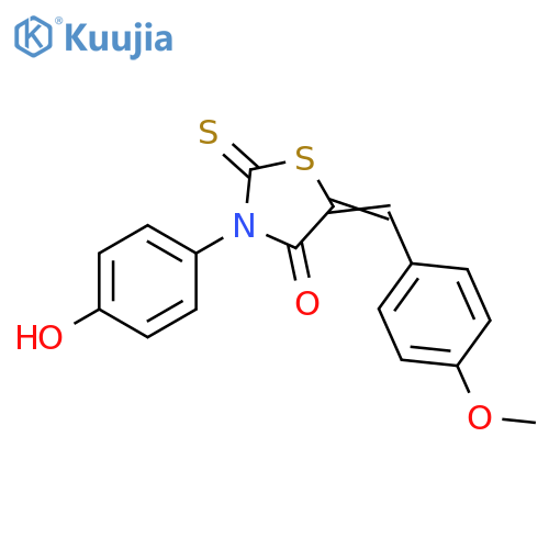 (5Z)-3-(4-hydroxyphenyl)-5-(4-methoxyphenyl)methylidene-2-sulfanylidene-1,3-thiazolidin-4-one structure