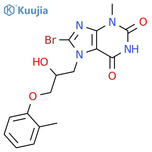 8-bromo-7-2-hydroxy-3-(2-methylphenoxy)propyl-3-methyl-2,3,6,7-tetrahydro-1H-purine-2,6-dione structure
