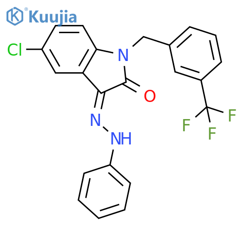 5-CHLORO-1-[3-(TRIFLUOROMETHYL)BENZYL]-1H-INDOLE-2,3-DIONE 3-(N-PHENYLHYDRAZONE) structure