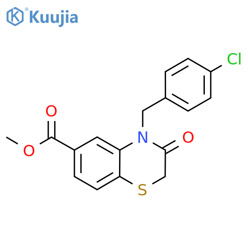 2H-1,4-Benzothiazine-6-carboxylic acid,4-[(4-chlorophenyl)methyl]-3,4-dihydro-3-oxo-, methyl ester structure