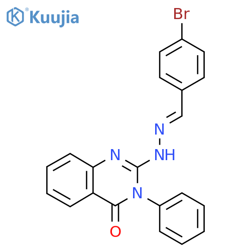 2-(E)-2-(4-bromophenyl)methylidenehydrazin-1-yl-3-phenyl-3,4-dihydroquinazolin-4-one structure