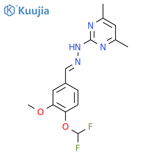 2-(E)-2-{4-(difluoromethoxy)-3-methoxyphenylmethylidene}hydrazin-1-yl-4,6-dimethylpyrimidine structure