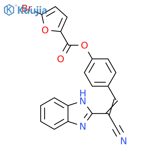 4-(1E)-2-(1H-1,3-benzodiazol-2-yl)-2-cyanoeth-1-en-1-ylphenyl 5-bromofuran-2-carboxylate structure