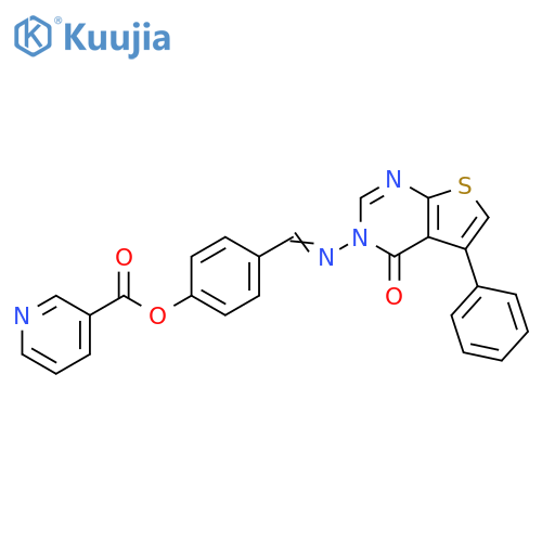 4-(1E)-({4-oxo-5-phenyl-3H,4H-thieno2,3-dpyrimidin-3-yl}imino)methylphenyl pyridine-3-carboxylate structure