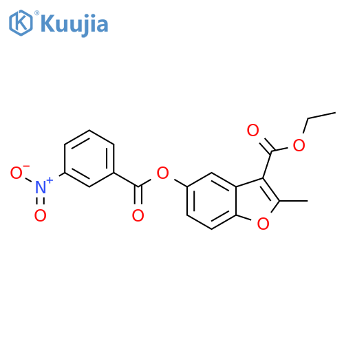 ethyl 2-methyl-5-(3-nitrobenzoyloxy)-1-benzofuran-3-carboxylate structure