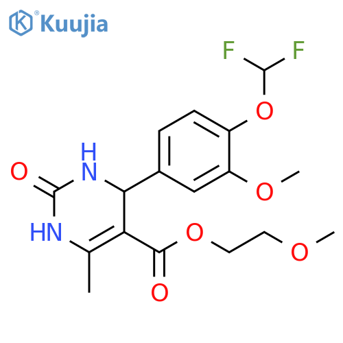 2-methoxyethyl 4-[4-(difluoromethoxy)-3-methoxyphenyl]-6-methyl-2-oxo-1,2,3,4-tetrahydropyrimidine-5-carboxylate structure