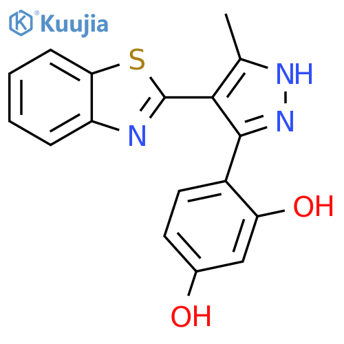 4-(4-(benzo[d]thiazol-2-yl)-5-methyl-1H-pyrazol-3-yl)benzene-1,3-diol structure