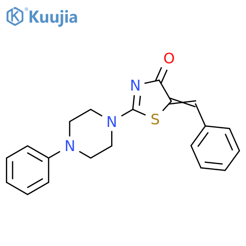 (5E)-5-(phenylmethylidene)-2-(4-phenylpiperazin-1-yl)-4,5-dihydro-1,3-thiazol-4-one structure