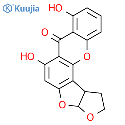 7H-Furo[3',2':4,5]furo[2,3-c]xanthen-7-one,1,2,3a,12c-tetrahydro-6,8-dihydroxy-, (3aR,12cS)- structure