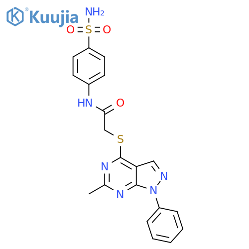 2-({6-methyl-1-phenyl-1H-pyrazolo3,4-dpyrimidin-4-yl}sulfanyl)-N-(4-sulfamoylphenyl)acetamide structure