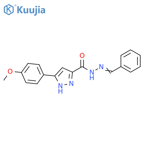 3-(4-methoxyphenyl)-N'-[(1E)-phenylmethylidene]-1H-pyrazole-5-carbohydrazide structure