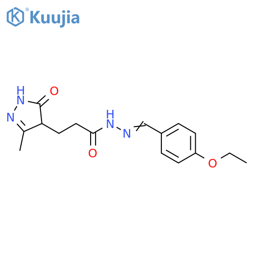 N'-(1E)-(4-ethoxyphenyl)methylidene-3-(3-methyl-5-oxo-4,5-dihydro-1H-pyrazol-4-yl)propanehydrazide structure
