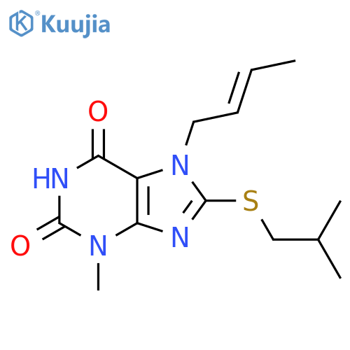 7-(2E)-but-2-en-1-yl-3-methyl-8-(2-methylpropyl)sulfanyl-2,3,6,7-tetrahydro-1H-purine-2,6-dione structure