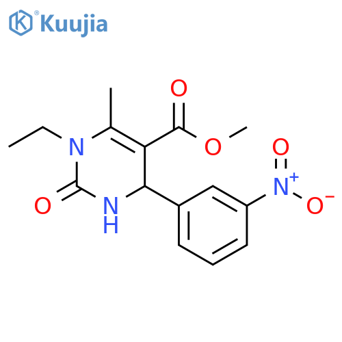 methyl 1-ethyl-6-methyl-4-(3-nitrophenyl)-2-oxo-1,2,3,4-tetrahydropyrimidine-5-carboxylate structure