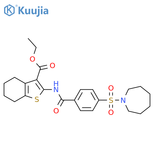 ethyl 2-4-(azepane-1-sulfonyl)benzamido-4,5,6,7-tetrahydro-1-benzothiophene-3-carboxylate structure