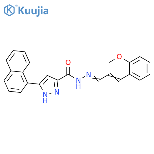 N'-(1E,2Z)-3-(2-methoxyphenyl)prop-2-en-1-ylidene-3-(naphthalen-1-yl)-1H-pyrazole-5-carbohydrazide structure