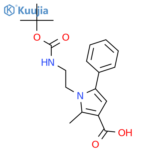 1H-Pyrrole-3-carboxylicacid, 1-[2-[[(1,1-dimethylethoxy)carbonyl]amino]ethyl]-2-methyl-5-phenyl- structure