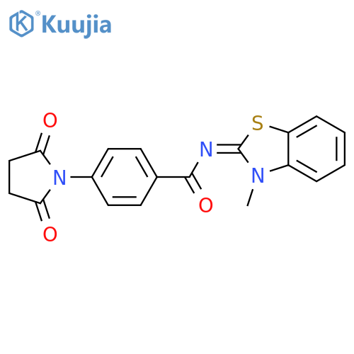 4-(2,5-dioxopyrrolidin-1-yl)-N-(2E)-3-methyl-2,3-dihydro-1,3-benzothiazol-2-ylidenebenzamide structure