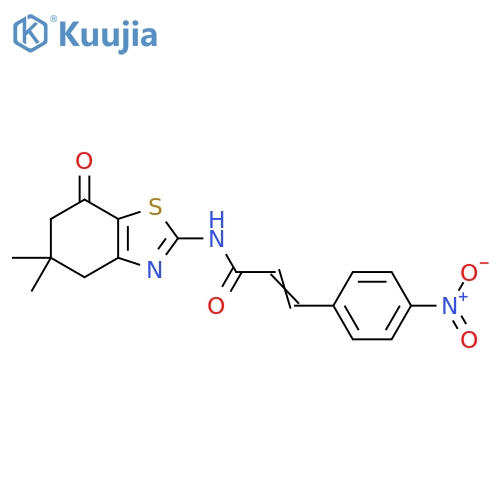 (2E)-N-(5,5-dimethyl-7-oxo-4,5,6,7-tetrahydro-1,3-benzothiazol-2-yl)-3-(4-nitrophenyl)prop-2-enamide structure