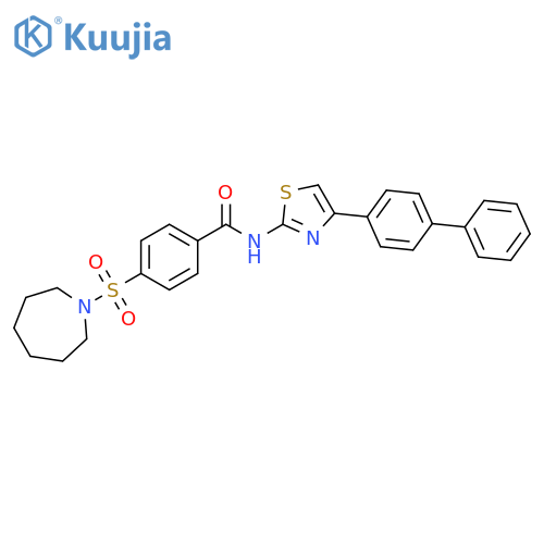 4-(azepane-1-sulfonyl)-N-(4-{1,1'-biphenyl-4-yl}-1,3-thiazol-2-yl)benzamide structure