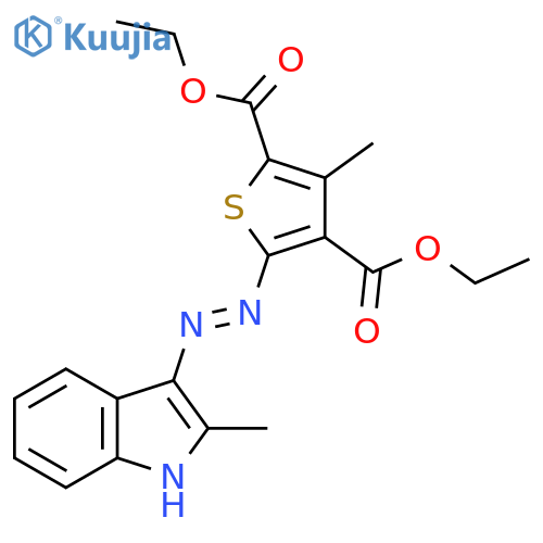 2,4-diethyl 3-methyl-5-{2-(3E)-2-methyl-3H-indol-3-ylidenehydrazin-1-yl}thiophene-2,4-dicarboxylate structure