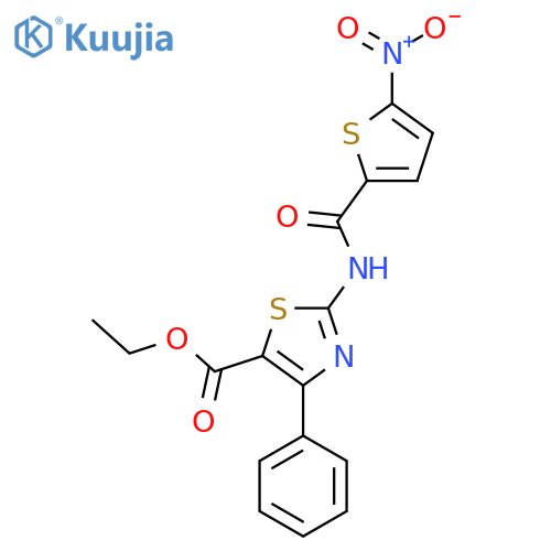 ethyl 2-(5-nitrothiophene-2-amido)-4-phenyl-1,3-thiazole-5-carboxylate structure